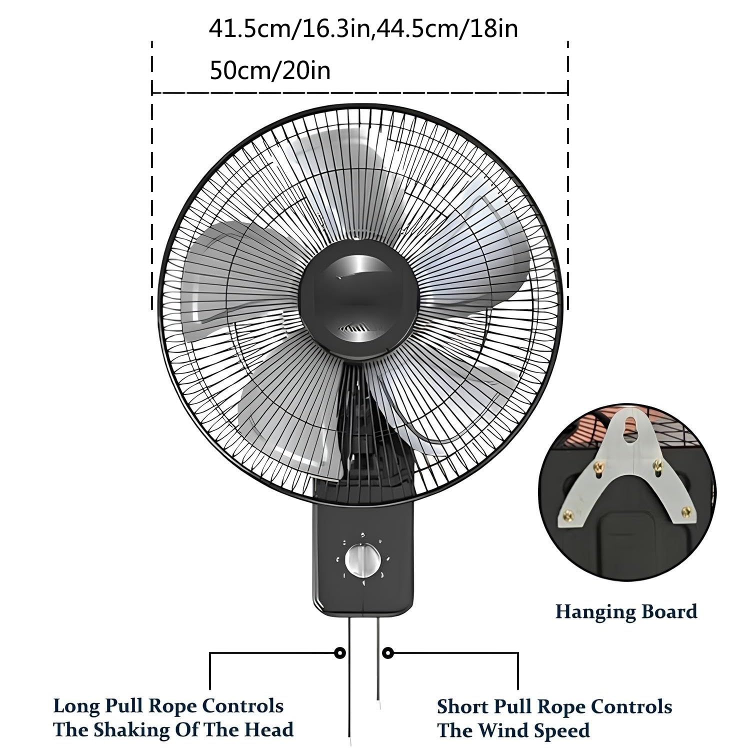 Ventilador de Pared Industrial con 3 Velocidades y Aspas de Aluminio | Oscilación 90°, Inclinación 30° para Almacén, Taller, Garaje, Fábrica y Uso Comercial(Diameter 44.5cm)