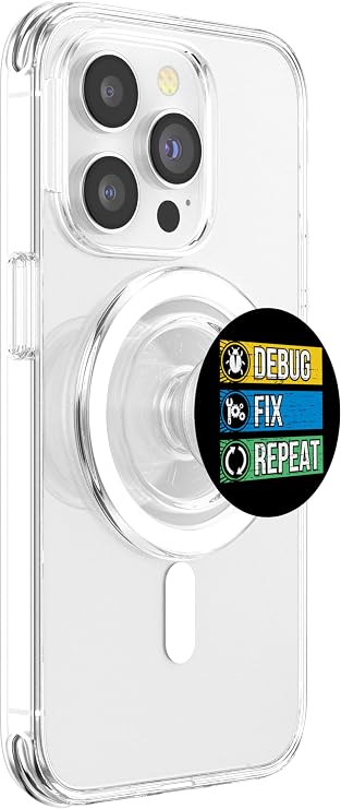 Debug Test Fix Repeat Funny Debugging Programmer PopSockets PopGrip for MagSafe
