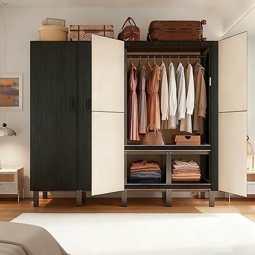 Miniatura 2 de Armario independiente resistente con puerta magnética, armarios metálicos portátiles, organizadores plegables y almacenamiento, para dormitorios,