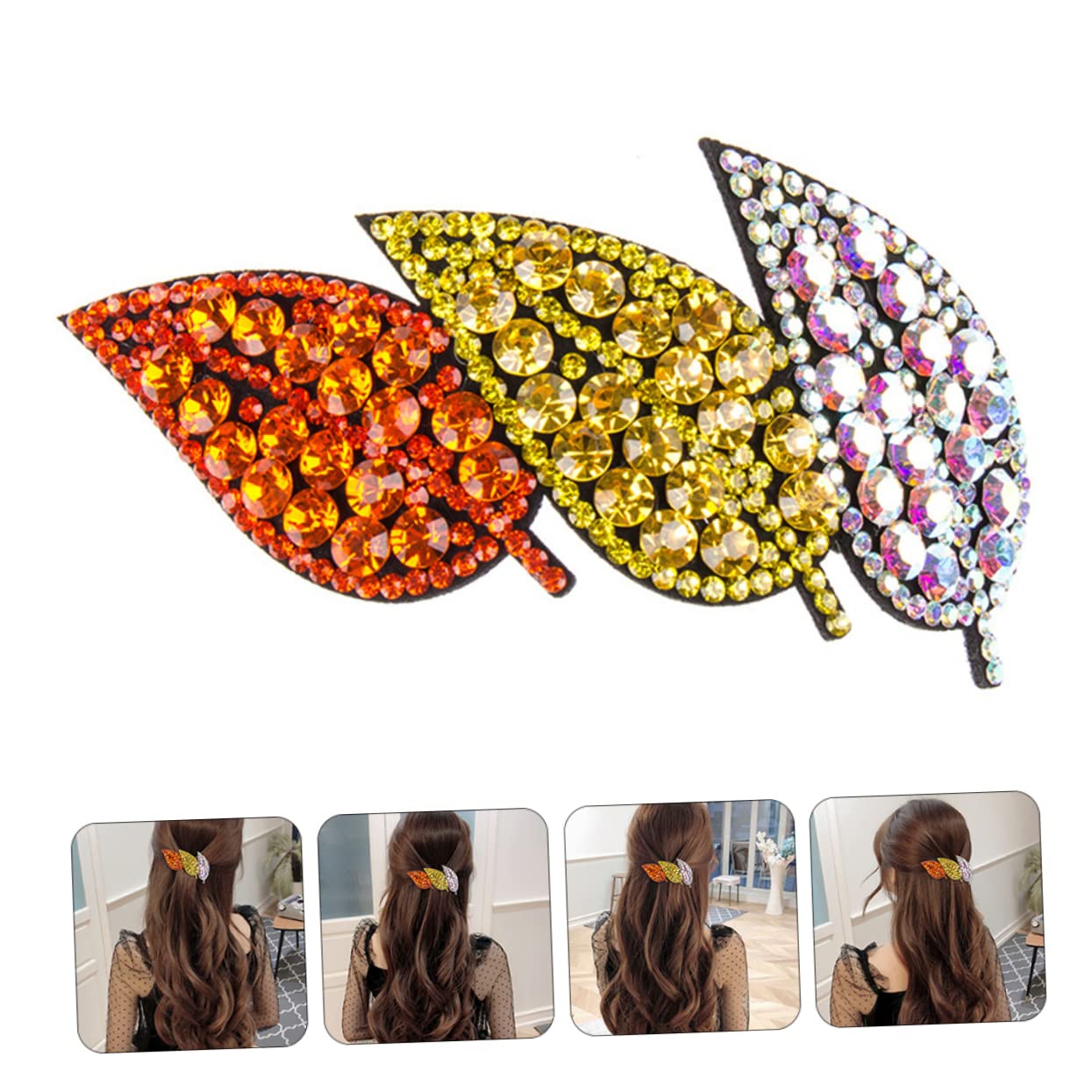 FOMIYES 3stücke Blitzender Haarschmuck Wasser-diamant Haarklammer Im Blattformdesign Für Elegante Frisuren Als Für Damen Und Mädchen Langlebig Und Stilvoll