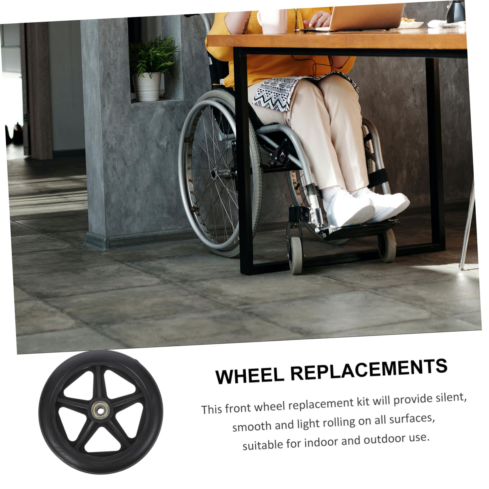 Hohopeti Ruedas Delanteras Lisas Silla de Ruedas para Abs y Acero Resistentes y Duraderas de Repuesto para Uso Interior y Exterior