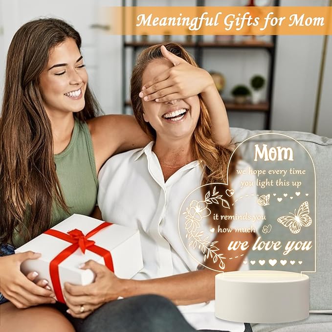 QYMCAT Gifts for Mom - Acrylic Engraved Night Lamp, Personalized Gift from Daughter or Son, Best for Mother's Day or Christmas photo 2