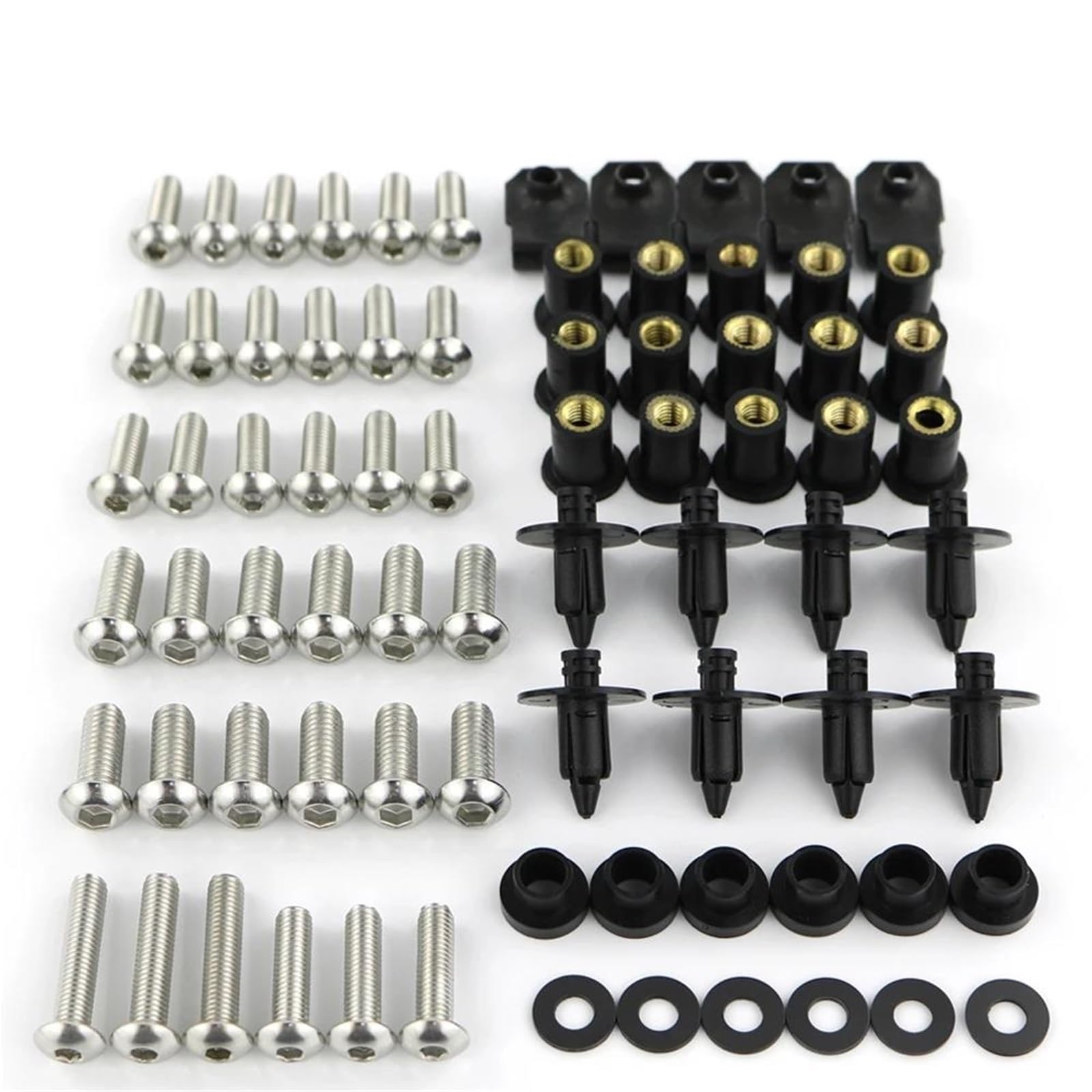 Für ZX6R Für ZX-6R 05-06 Motorrad Komplette Voll Verkleidung Schrauben Kit Clips Geschwindigkeit Mutter Schraube Edelstahl(Silber)
