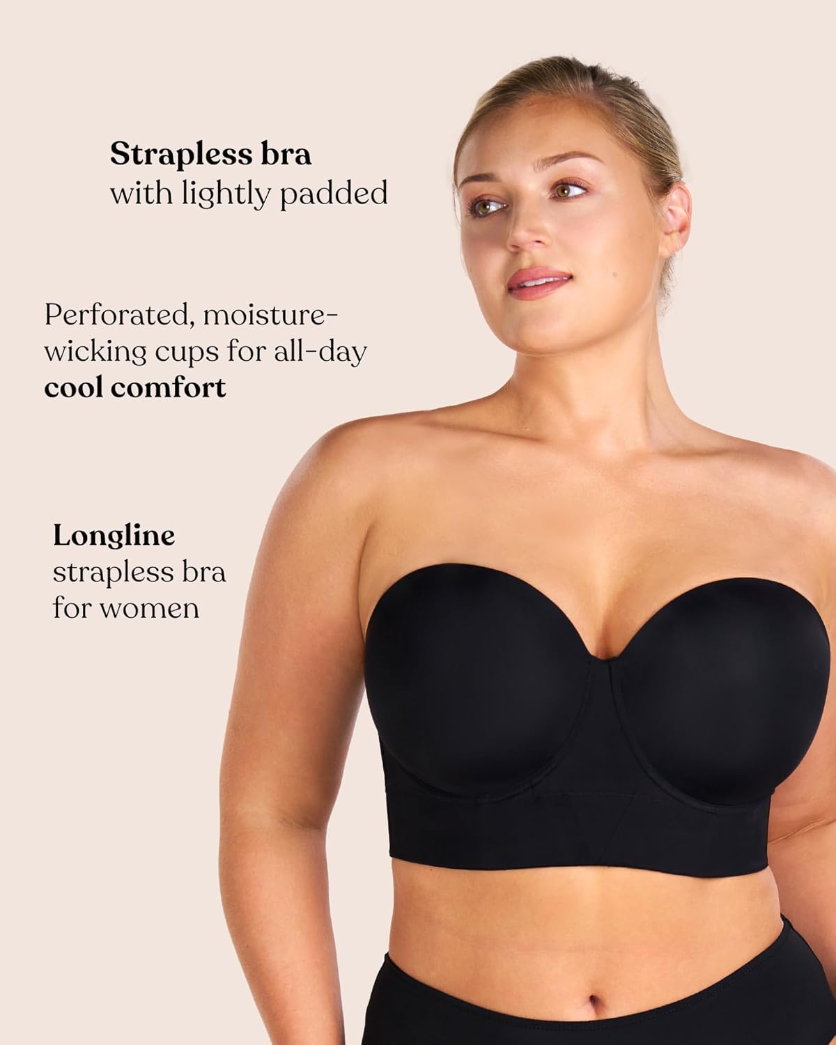 HSIA Strapless Bras for Women, Longline Corset for Large Bust Plus Size Supportive Bustier Minimizer Convertible Bandeau - Image 4