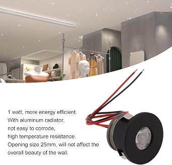Qcwwy 2PCS Recessed Mini LED Spotlight, 12V Under Cabinet LED Lights Mini Spotlights 80LM Small LED Spotlight Jewelry Cabinet Display Case Accent Light