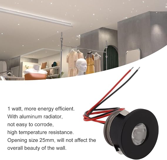 Qcwwy 2PCS Recessed Mini LED Spotlight, 12V Under Cabinet LED Lights Mini Spotlights 80LM Small LED Spotlight Jewelry Cabinet Display Case Accent Light