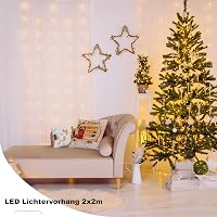 Bigzom LED Fényfüggöny 2x2m - 200 Meleg Fehér LED, USB, IP65 Vízálló, Beltéri/Kültéri Dekoráció Esküvőre, Karácsonyra, Valentin-napra 10 Aka 9