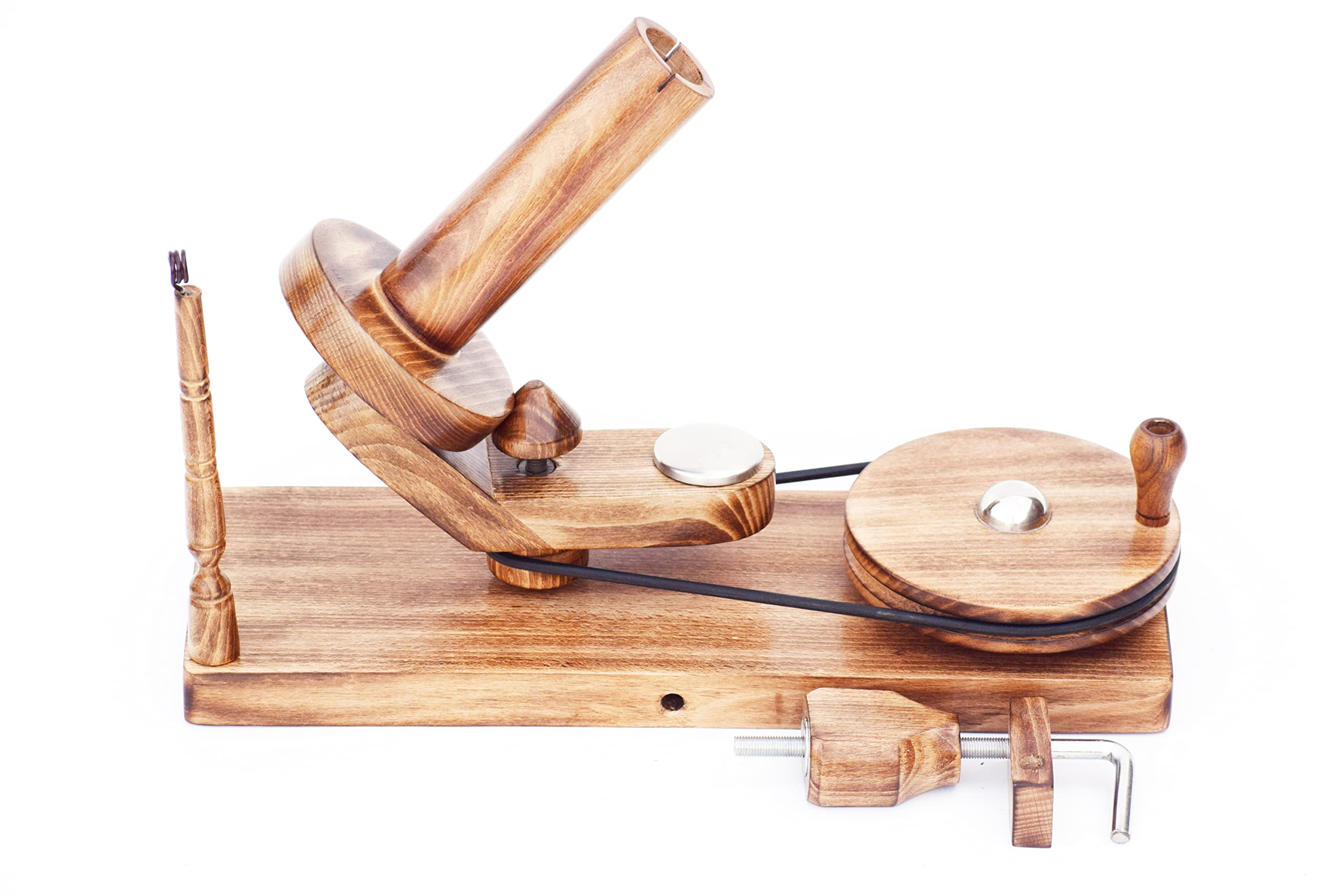 Wooden Yarn Bowl Winder for Make Woolen roll in 2 Step only Natural Wood Design with Rolling Buff Polish.