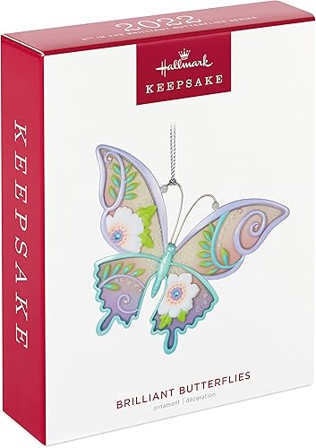 Vista 3 de Hallmark Keepsake Adorno de Navidad, plástico, 2022, mariposas brillantes