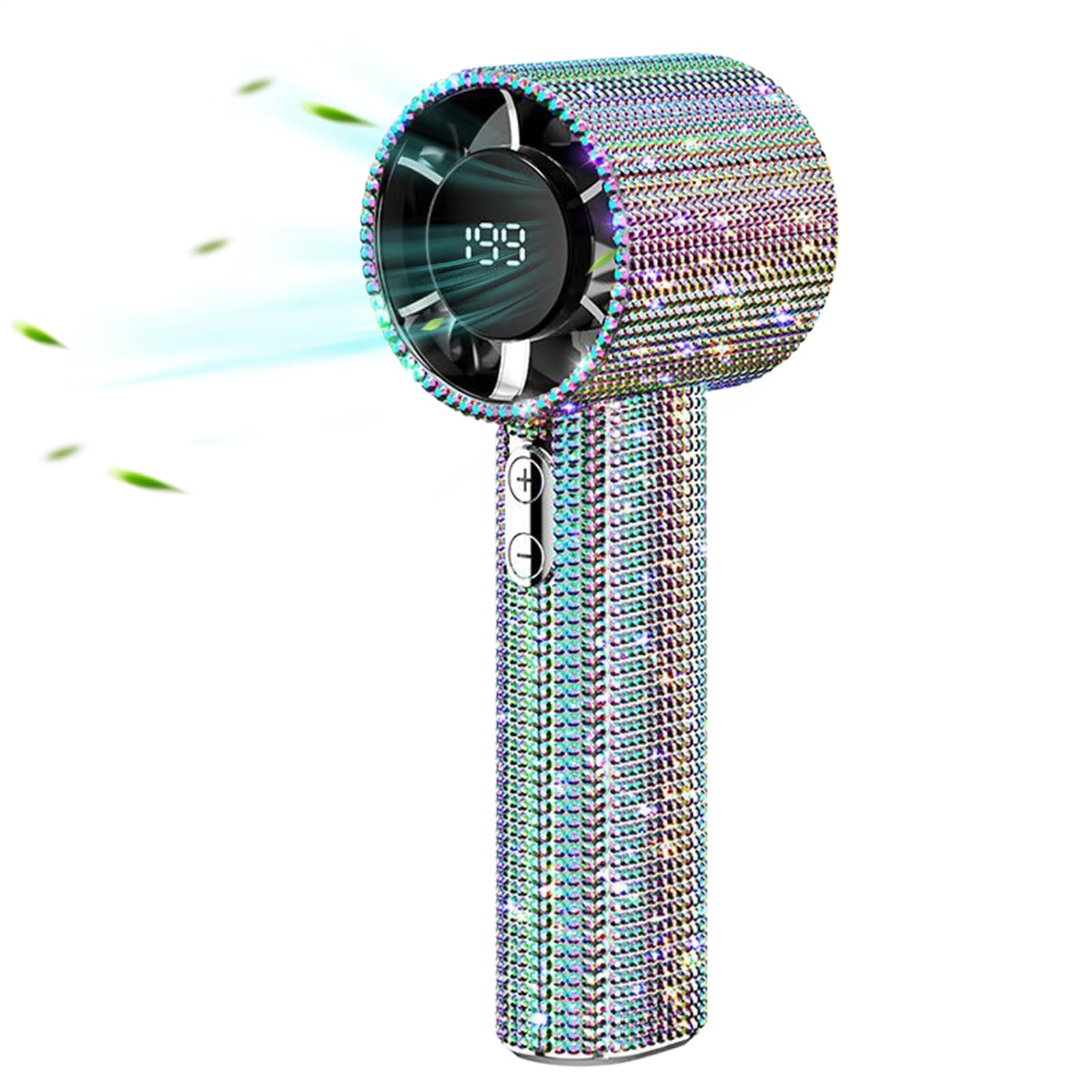 Mini ventilateur portable rechargeable LED et strass chic
