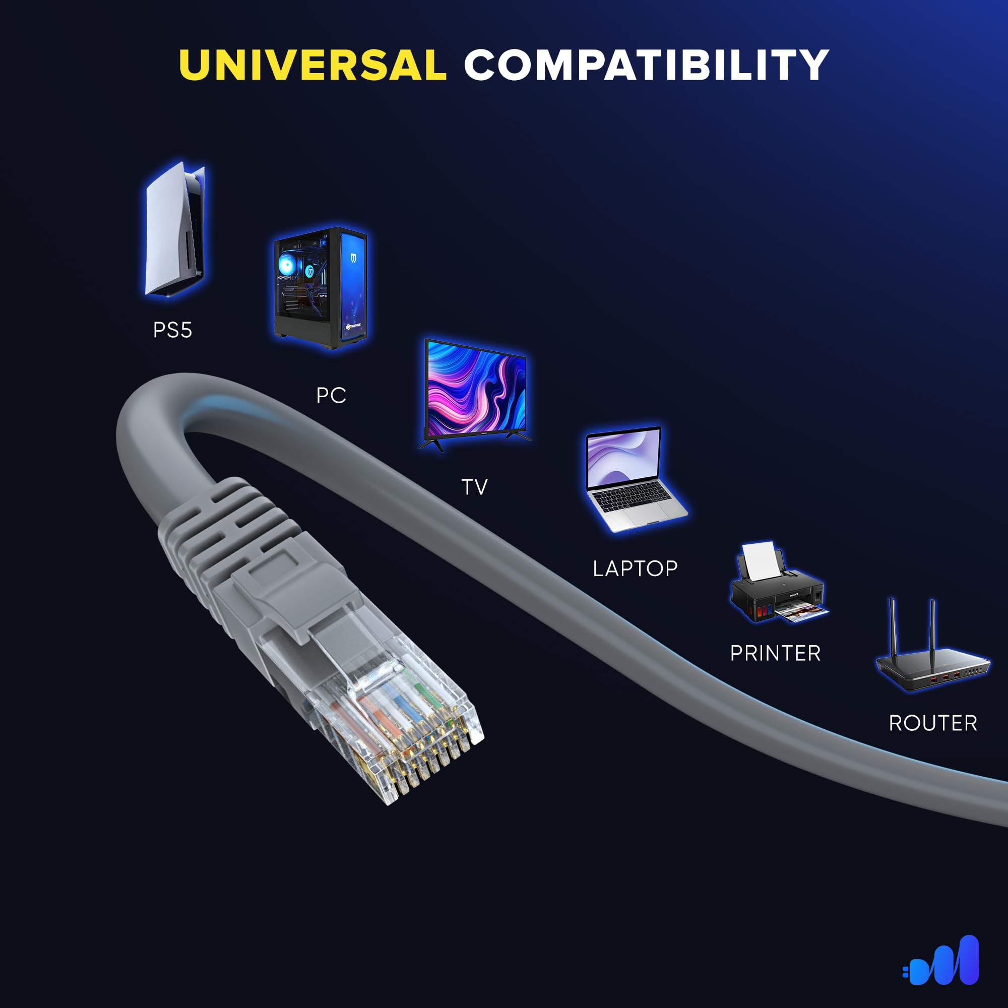 Maximm Ethernet-Kabel, 91,4 m, CAT6, Hochgeschwindigkeits-Internet-Netzwerk-LAN-Kabel, Outdoor, wasserdicht (grau)