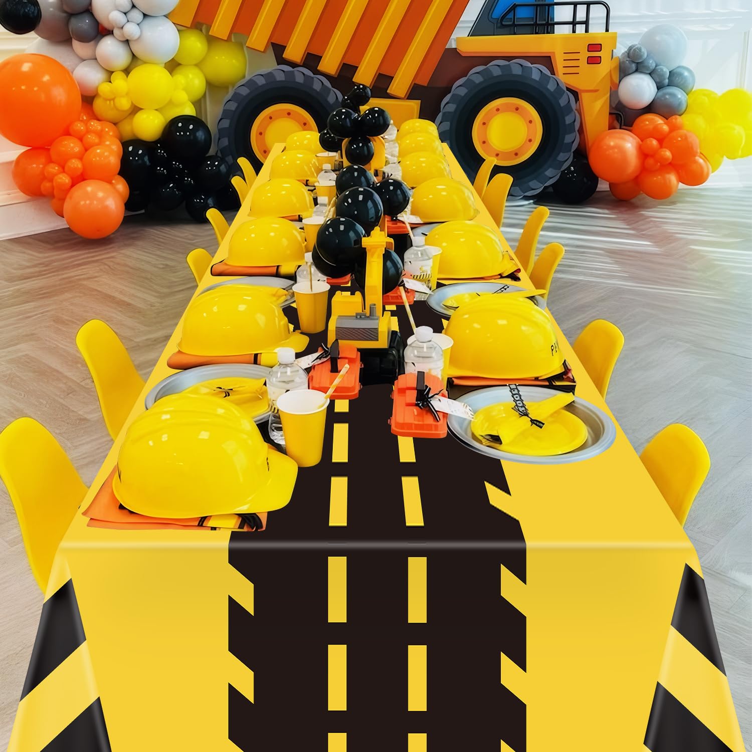 Juego de 4 manteles de construcción para fiestas de carretera, decoraciones de fiesta de camión, mantel de cumpleaños, rectangular, diseño de coches de carreras, para niños, fiestas de bebé,