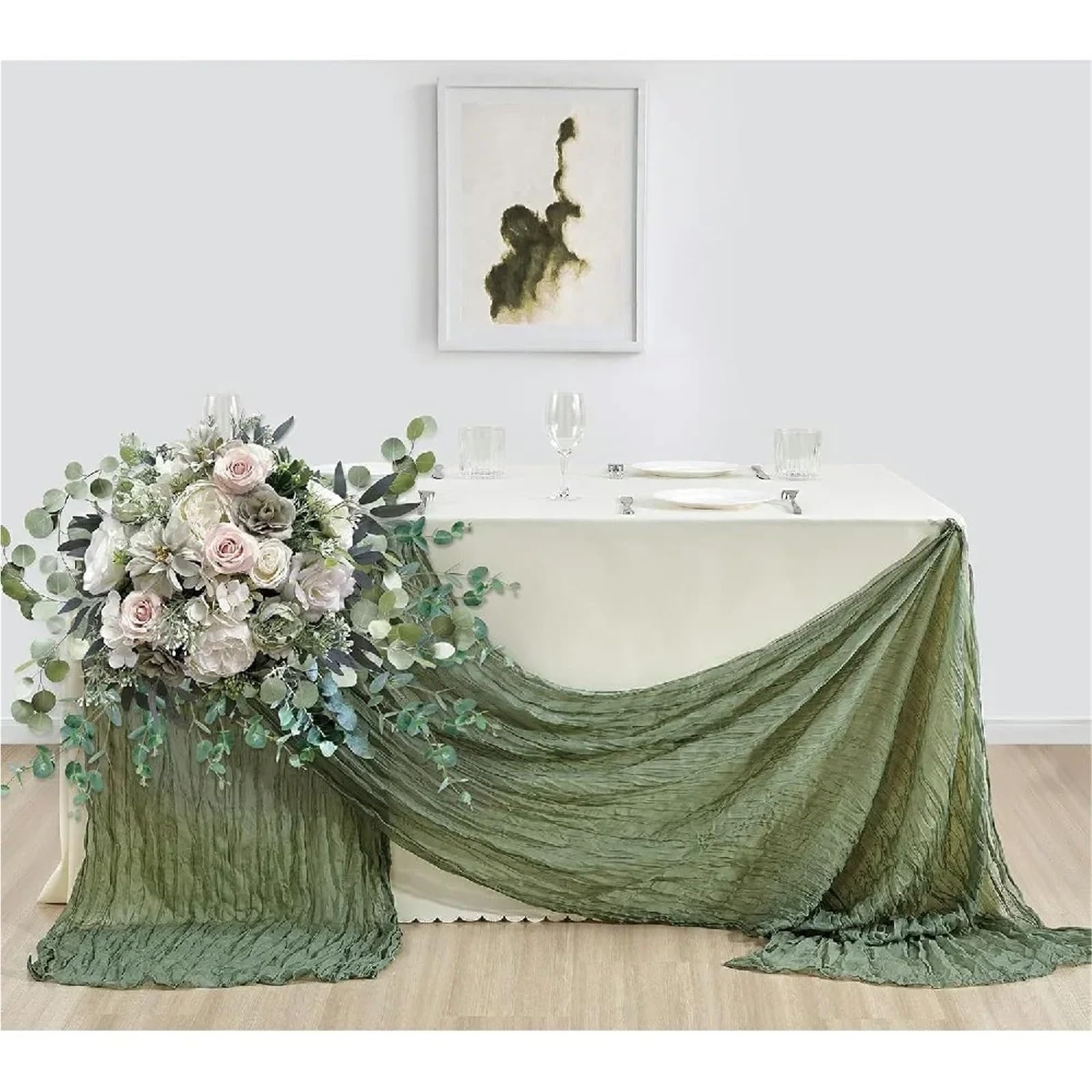 Runner da tavola in tela per formaggio Runner da tavola in garza boho 5 pezzi, 45x275 cm, romantico, for matrimoni, addio al nubilato, feste di compleanno