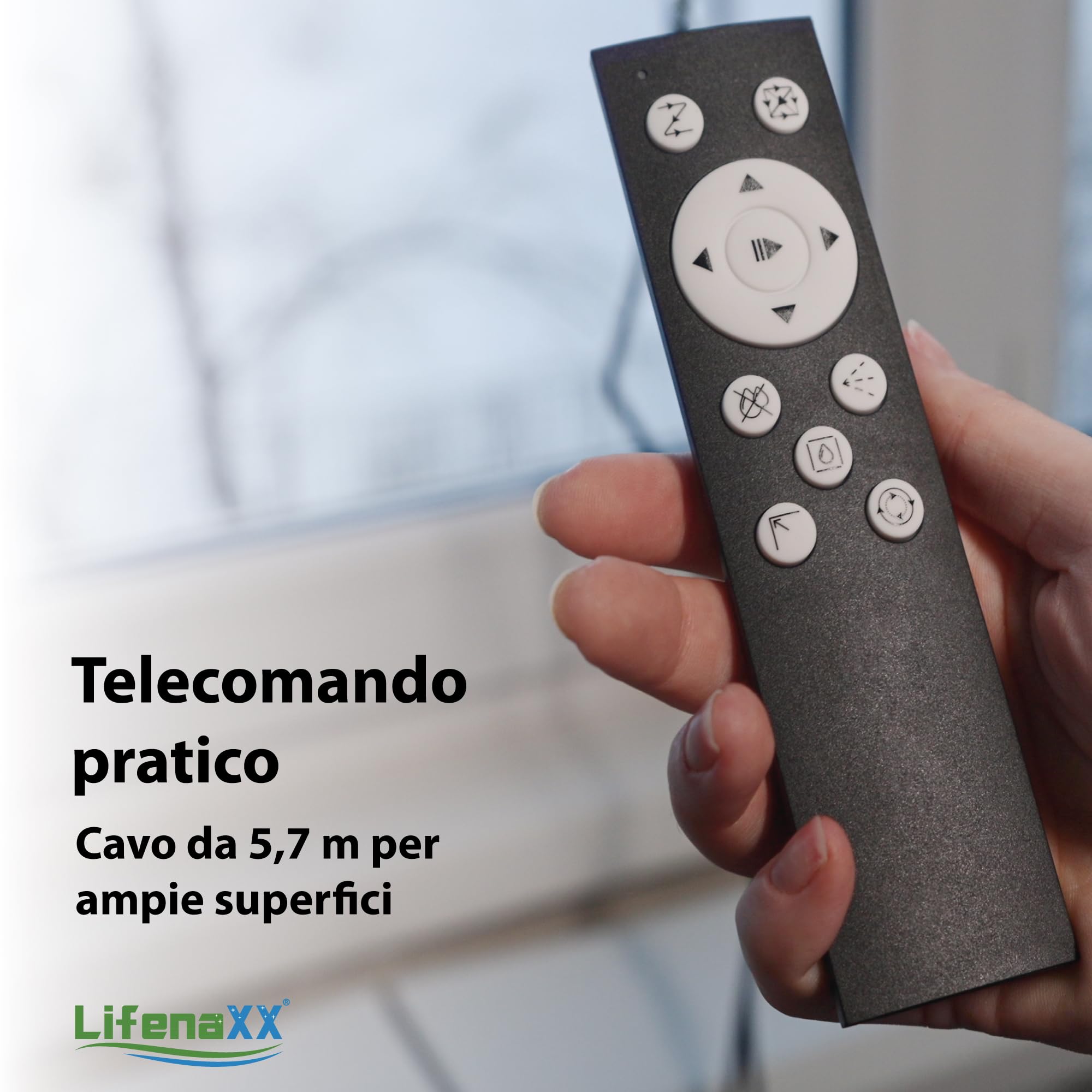 Robot lavavetri Lifenaxx LX-047, pulitore per finestre elettrico con 4 ugelli spray, alta potenza di aspirazione da 4500Pa, grande serbatoio da 100 ml, 4 programmi di pulizia e telecomando