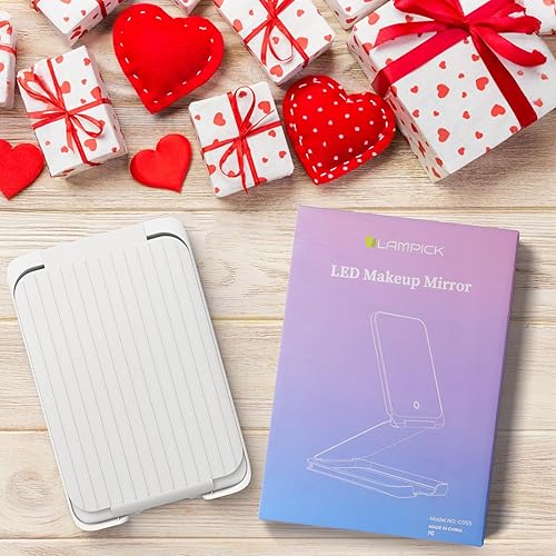 Miniatura 7 de Espejo de maquillaje de viaje con luces, 1 espejo de tocador portátil con aumento iluminado 5X, 72 luces LED, 3 luces de color, batería recargable