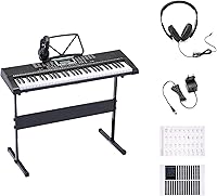 Amazon Basics 61-Key Portable Electric Keyboard Piano - Full-Size Keys, 255 Sounds, Lessons & Speakers for Beginners