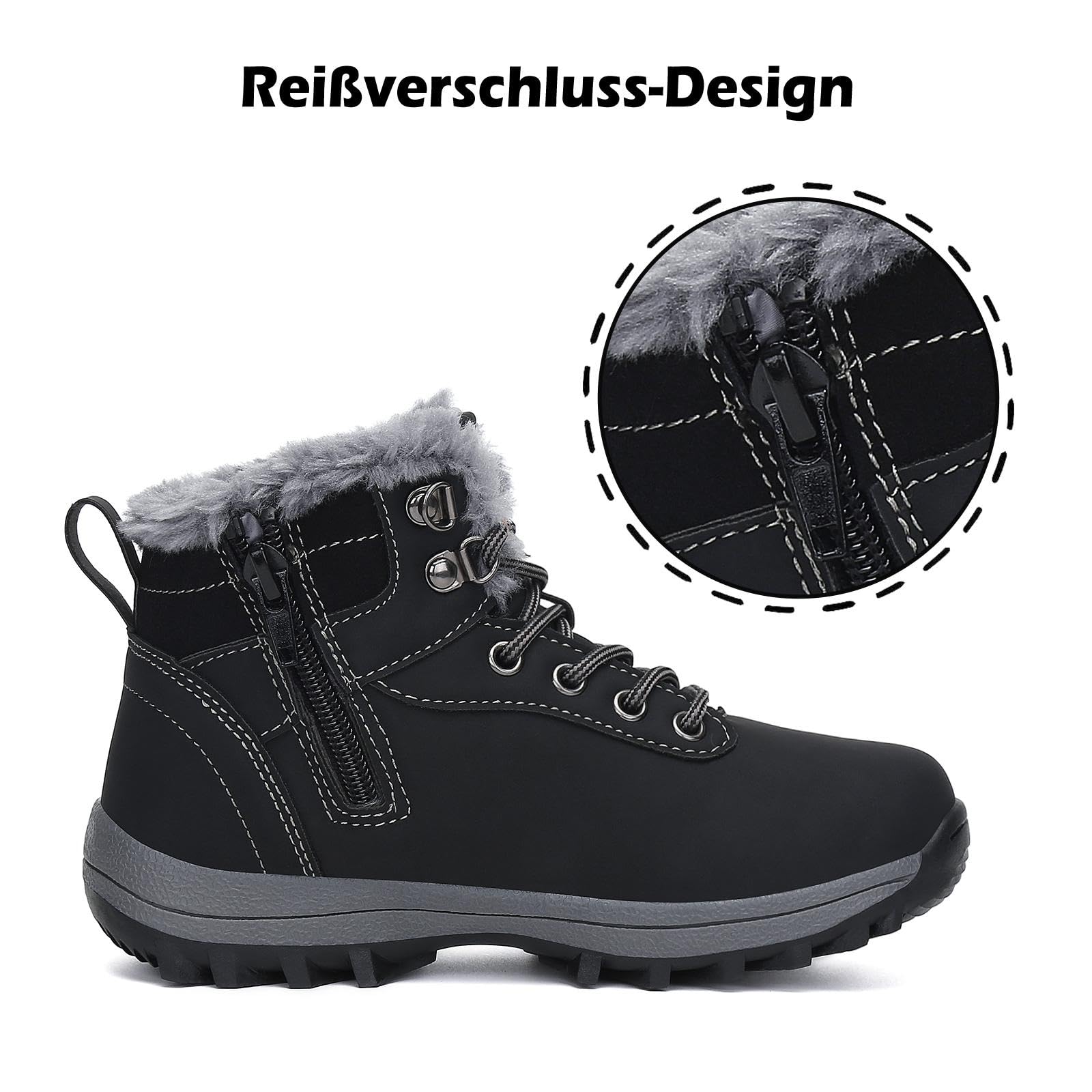 Mishansha Scarpe Invernali Bambini Antiscivolo Stivaletti Invernali con Calda Imbottitura per Ragazzi e Ragazze, Bambino e Bambina, Gr.24-36