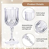Vista 3 de Ciaell 24PCS Plastic Wine Glasses - 7 Oz Plastic Goblets for Party - Clear Vintage Drinking Glasses - Disposable Water Goblets Set for Wedding, Bar