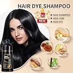 Black Hair Dye Shampoo for Grey Hair Beard Coverage, 500ML Instant Hair Colour Shampoo 3 in 1, Hair Color & Long Lasting Hair Colouring Shampoos for Women Men, Black Hair Dye Coloring in Minutes (Black)