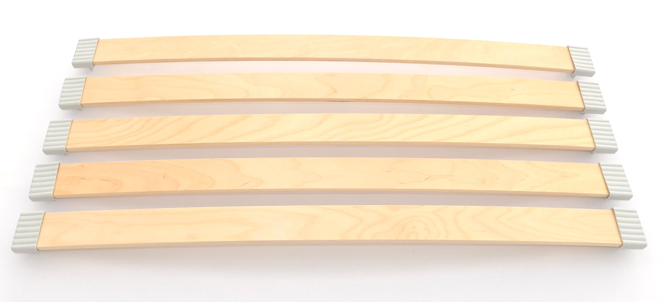 Set: Federholzleisten (8x50mm) + Befestigungs Kappen zur Selbstmontage für Futon, Bett oder Caravan | Stärke/Höhe 8mm x Breite 50mm (20 Kappen + 10 Leisten (Länge 837mm))