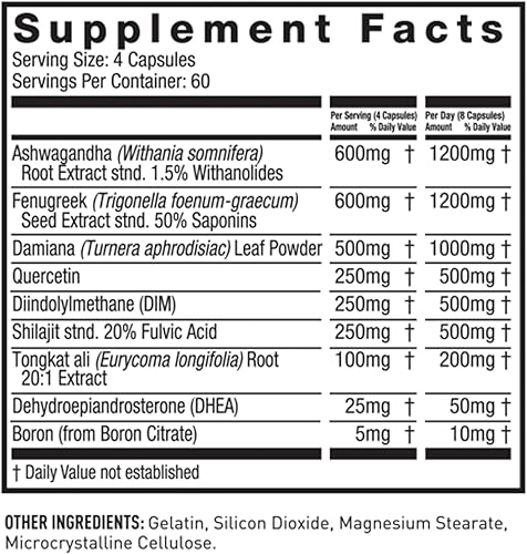 Miniatura 4 de Alpha JYM X Optimización avanzada de hormona, vitalidad, optimización, DHEA, Ashwagandha, boro, shilajit, fenogreco, eurycoma, damiana, quercetina,