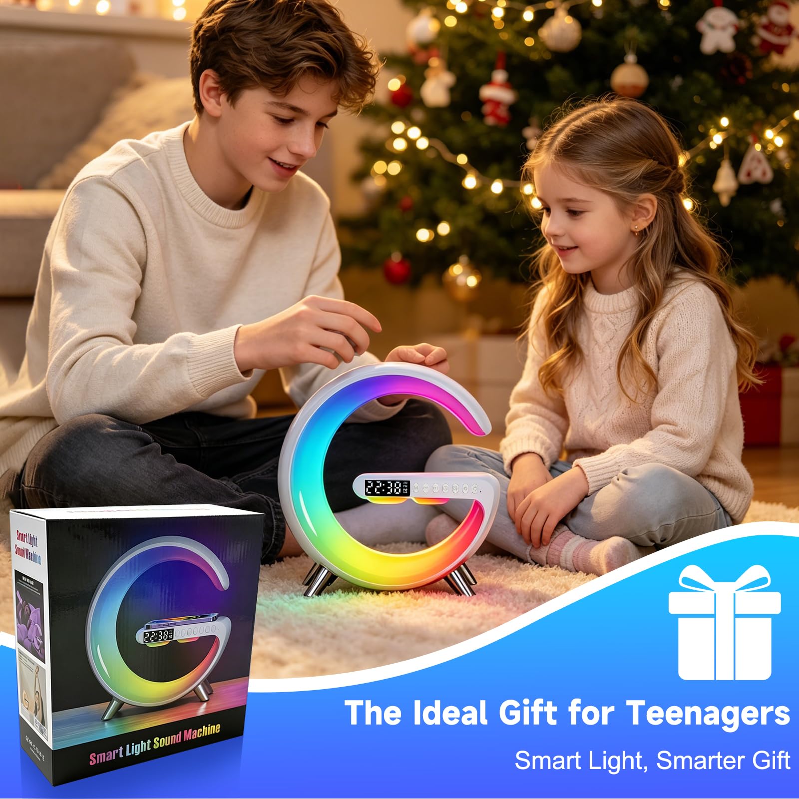 Lampada da tavolo a LED intelligente, 5 in 1, stazione di ricarica wireless veloce, 256 modalità di luce, lampada da comodino dimmerabile, altoparlante Bluetooth e controllo app per camera da letto