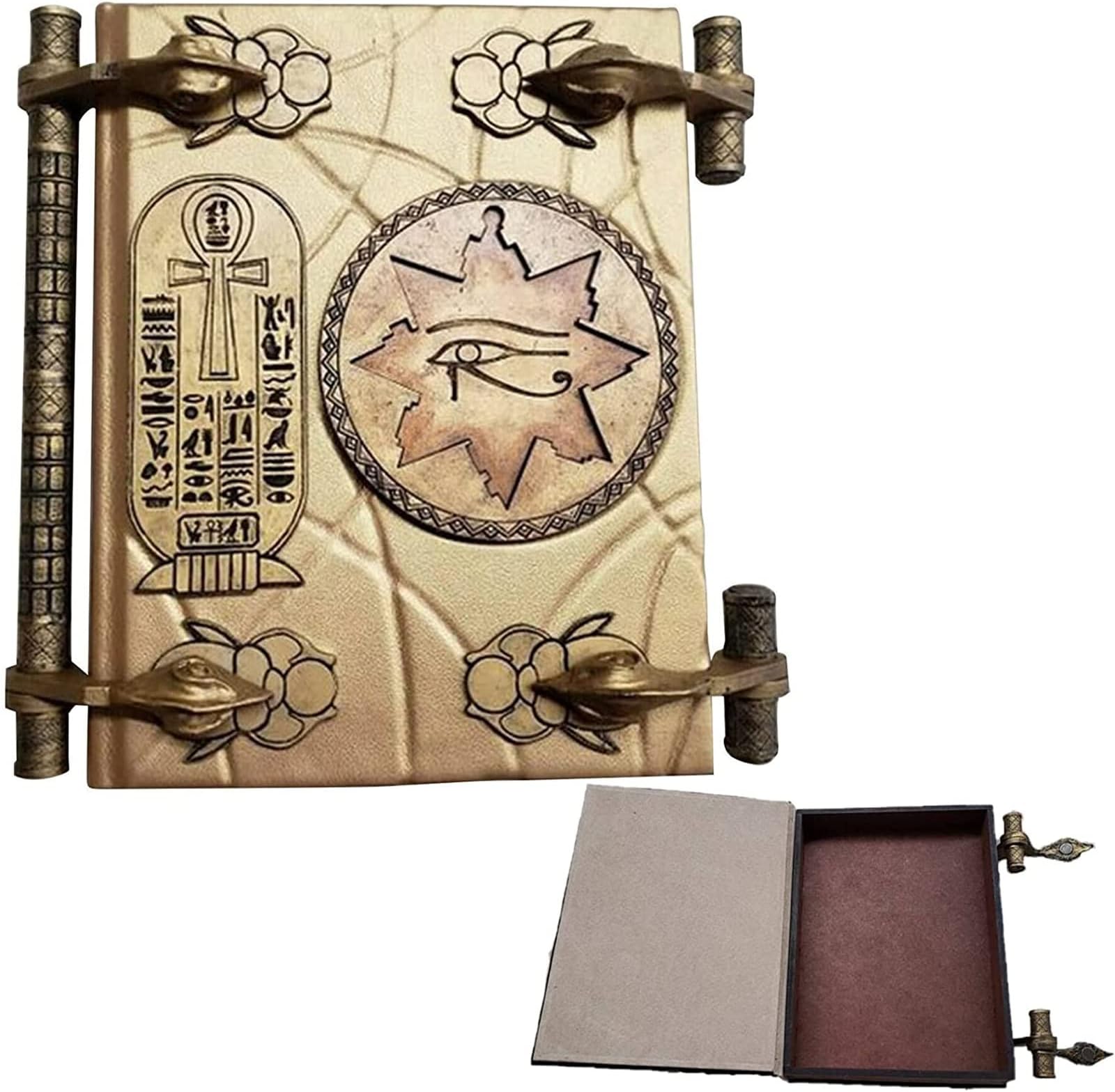 Book of Hamunaptra-The Mummy Prop Replica Book of The Dead, Easter Decorations Handmade Resin Craft Statue Artwork Ornament Magic Book for The Home Ancient Egypt Collectibles Souvenir (Gold)