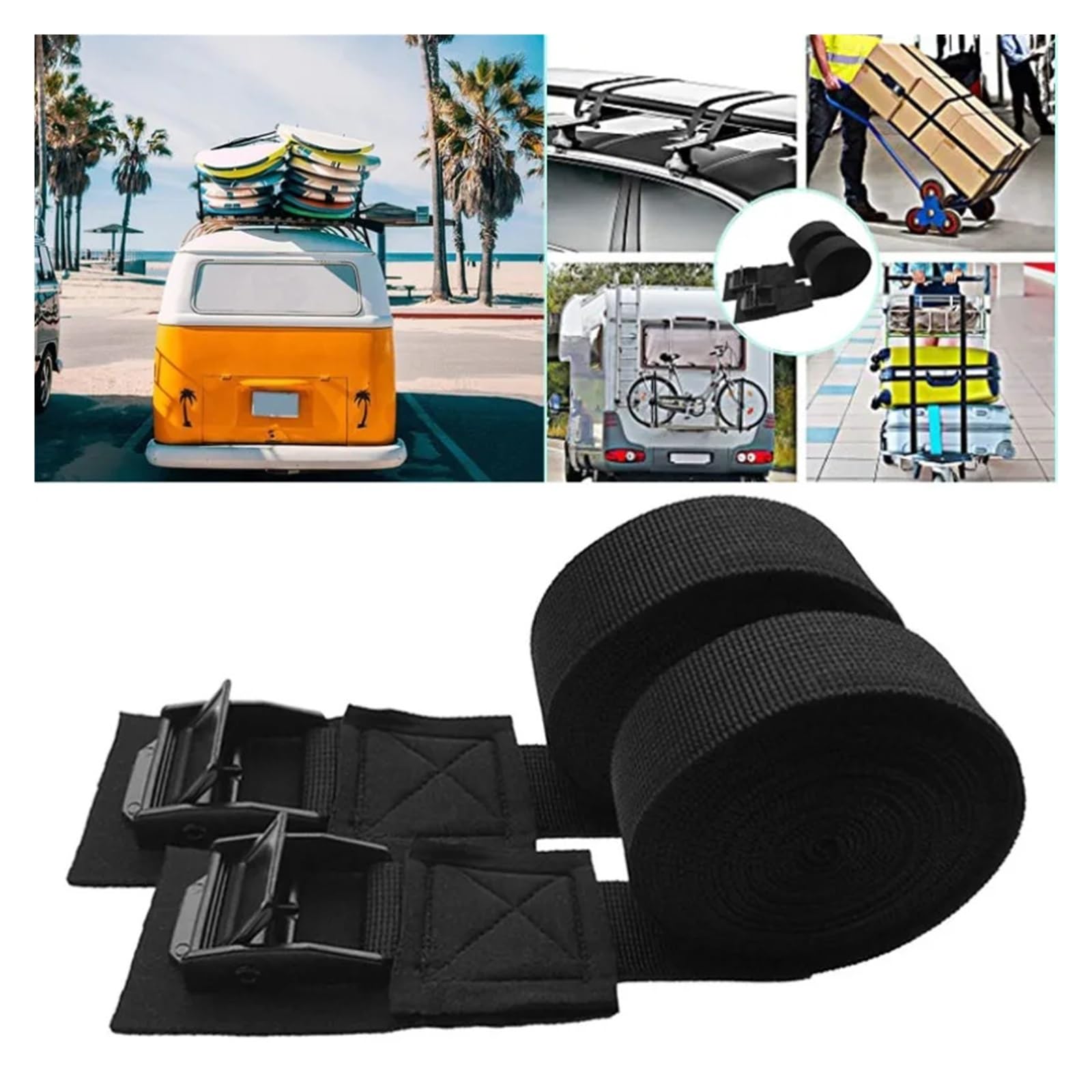 paski zapadkowe, 2 szt. Nowy 2/3/4/5m*2,5cm Czarny Pasek Mocujący Mocny Pas Zapadkowy Bagażnik Mocowanie Ładunku Z Metalową Klamrą Dropshipping(300x2.5cm 2pcs)