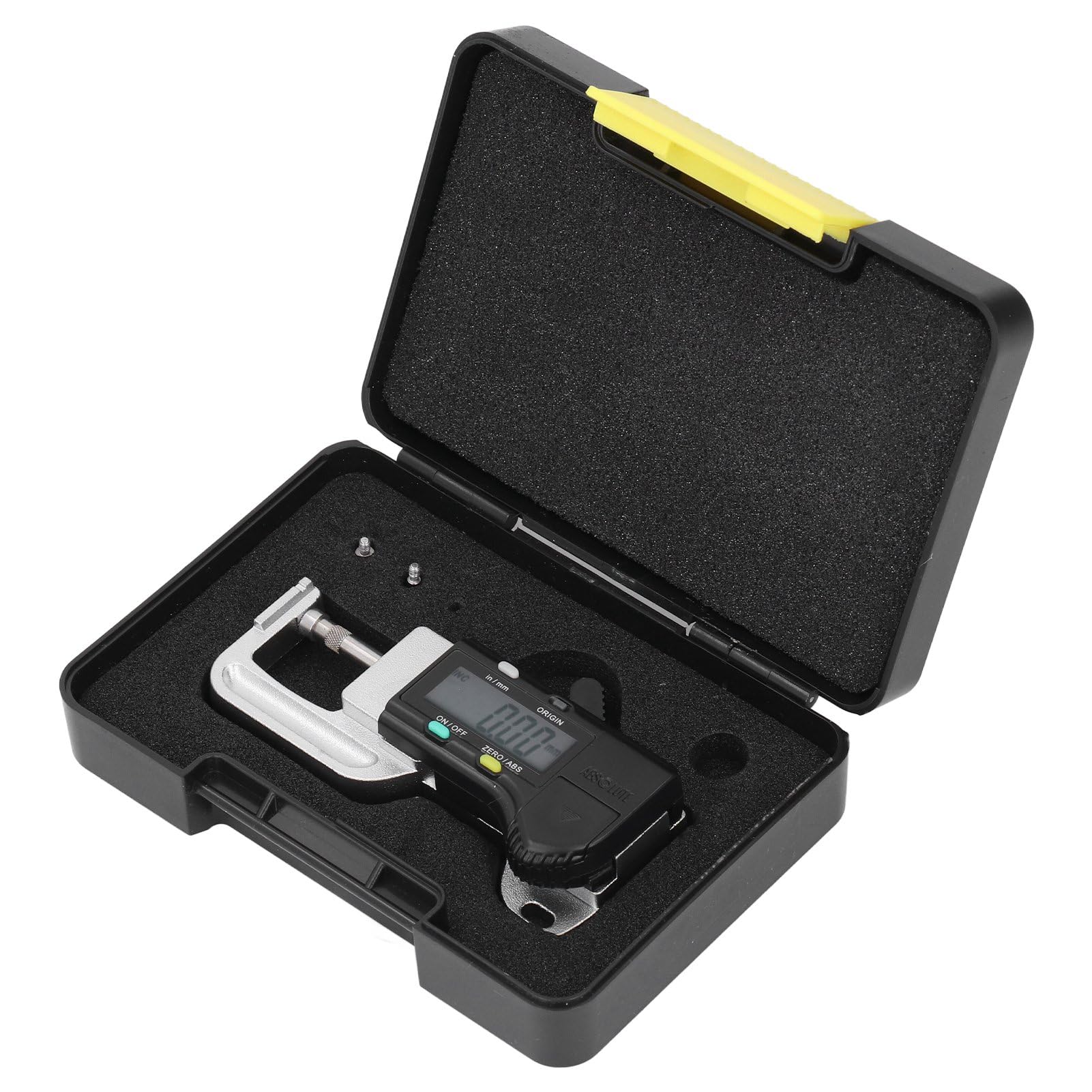 Medidor de Espesor Digital ABS Herramienta de Medición de Espesor Horizontal Desmontable para Papel de Cuero 0-12,7 Mm 0,01 Mm, con Función de Apagado Automático