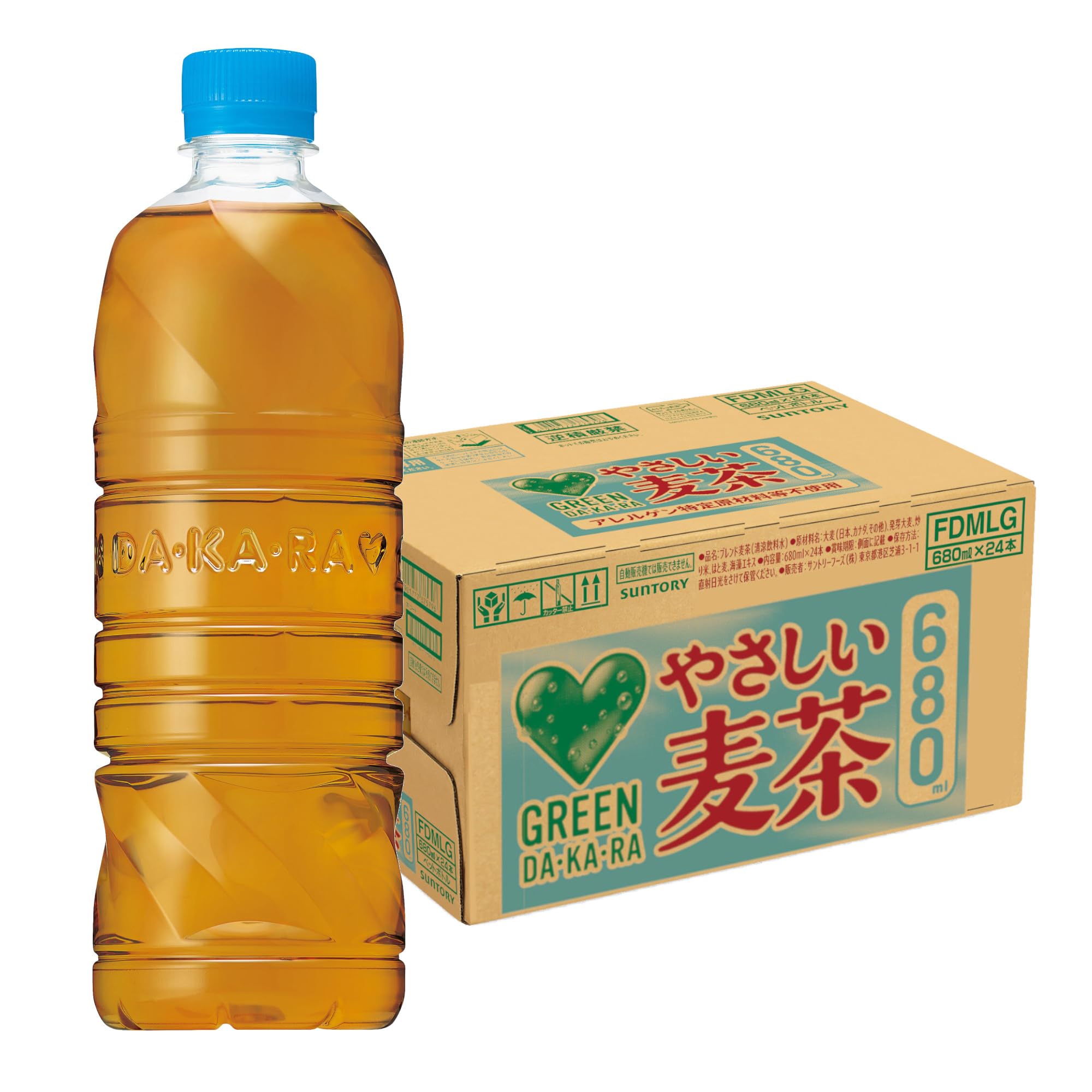 GREEN DA・KA・RA(グリーンダカラ) サントリー やさしい麦茶 ラベルレス お茶 ペットボトル 680ml ×24本 まとめ売り実施中