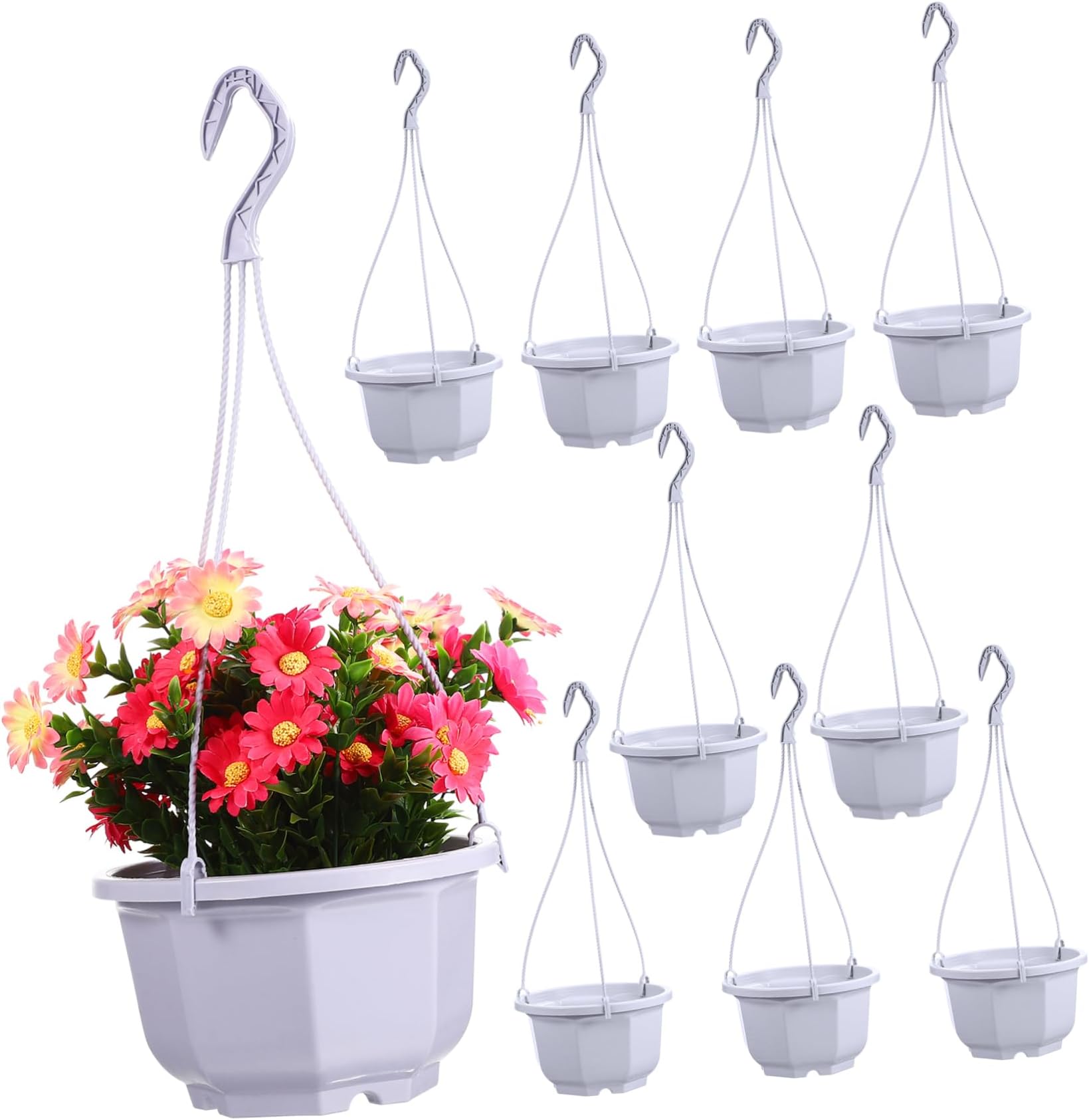 ORFOFE 10pcs Chlorophytum Flower Pot Plant Pots Indoor Hanging Plant Pots Indoor Flower Pots Hanging Flower Pots Plants Basket Flower Container Indoor Hanging Planters Plastic White