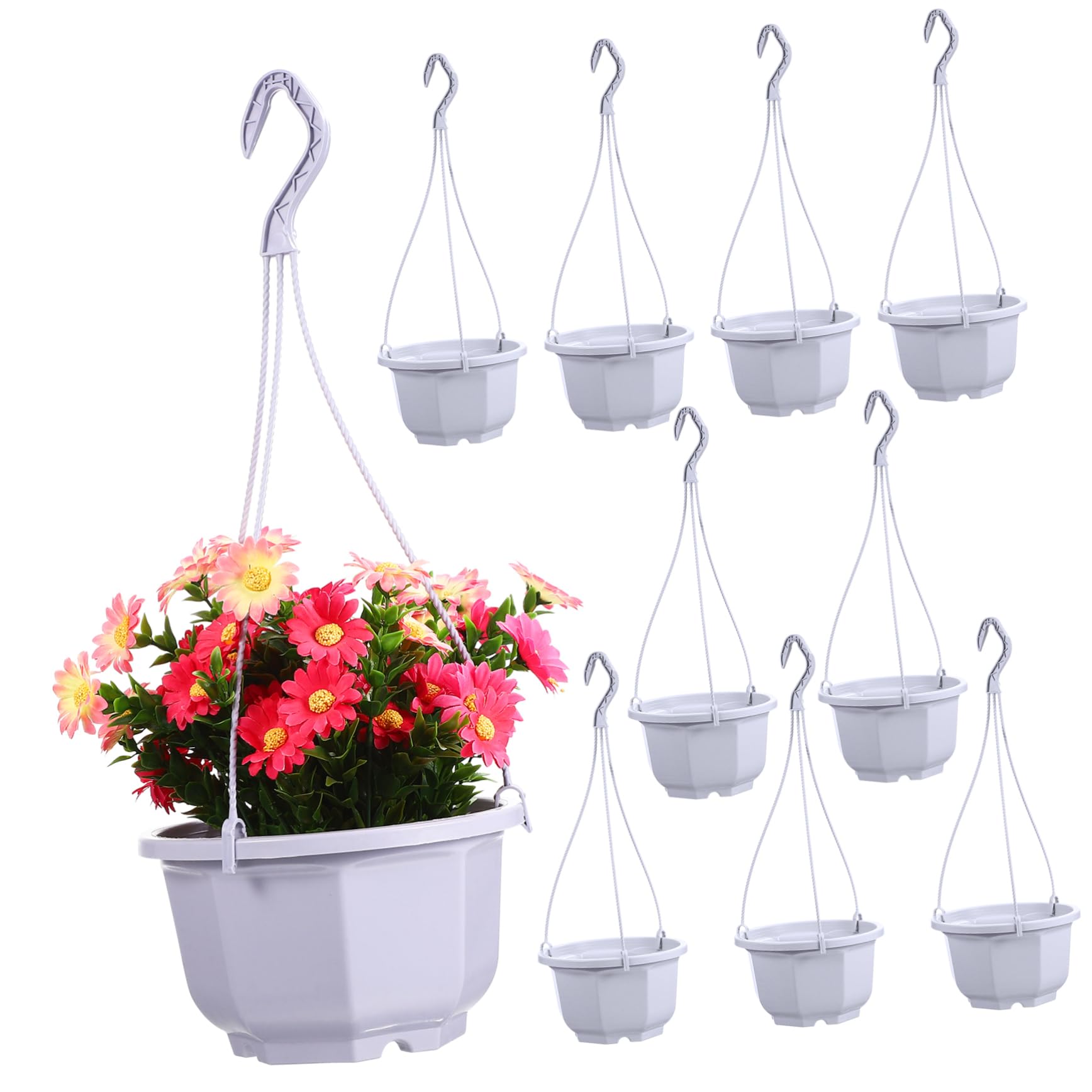 ORFOFE 10pcs Chlorophytum Flower Pot Plant Pots Indoor Hanging Plant Pots Indoor Flower Pots Hanging Flower Pots Plants Basket Flower Container Indoor Hanging Planters Plastic White