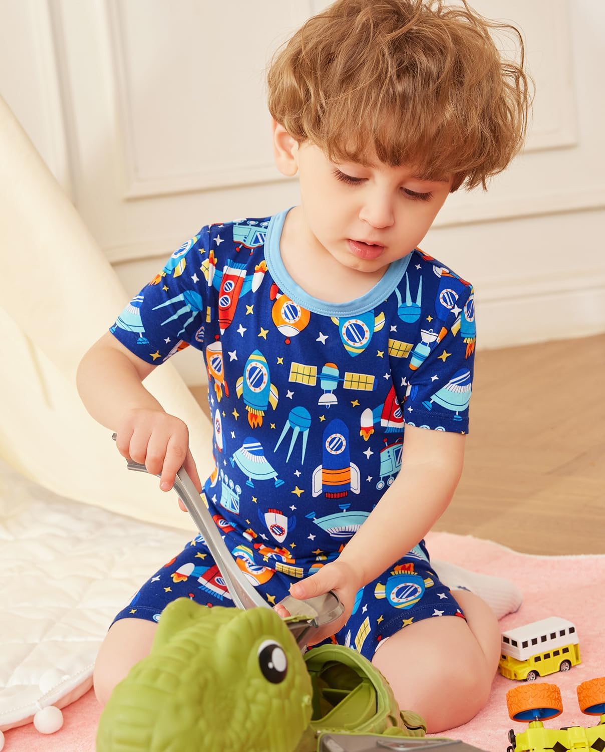 babee Reshinee Bamboo Viscose Toddler Car Pajamas Boys Girls Kids Short Cool Summer 12M-8Y Snug fit Pjs Set 2pcs