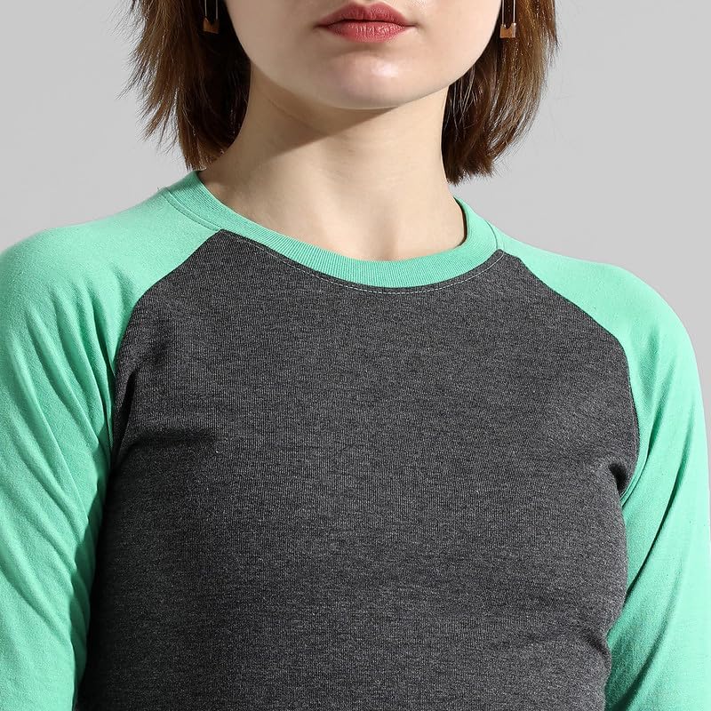 Image of PINACOLADA Women's Raglan-Sleeved Top for Casual Wear | Round Neck | Quarter Sleeve | Pull On Closure | Top Crafted with Comfort Fit for for Everyday Wear