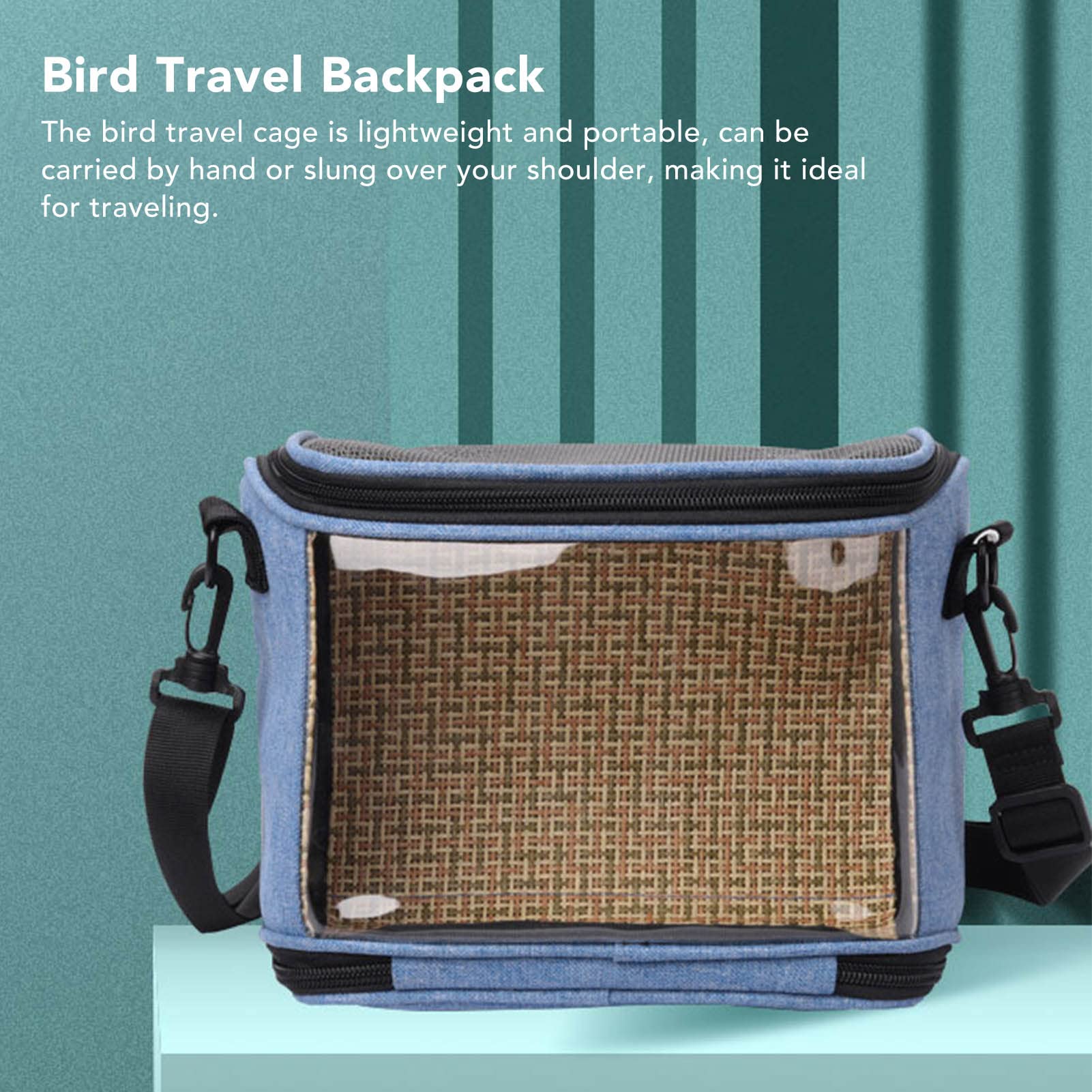 Zerodis Bolsa de Transporte para Periquitos, Jaula de Viaje Transparente, Portátil y Ligera, Transpirable, para Cacatúas, Azul