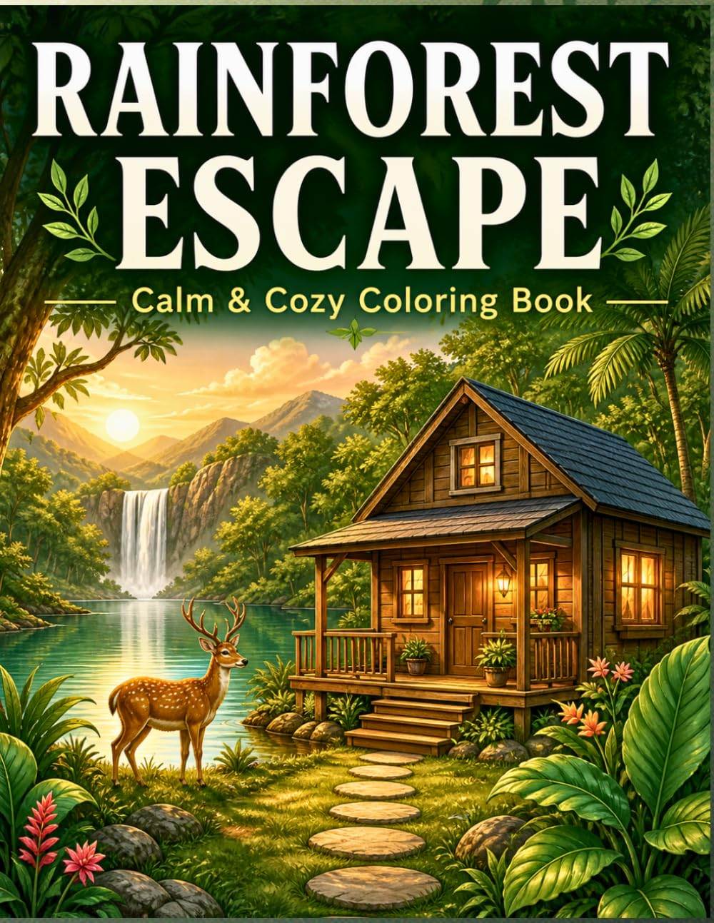 Rainforest Escape: Calm & Cozy Coloring Book for Adults Featuring Nature, Animals & Peaceful Cottage Scenes