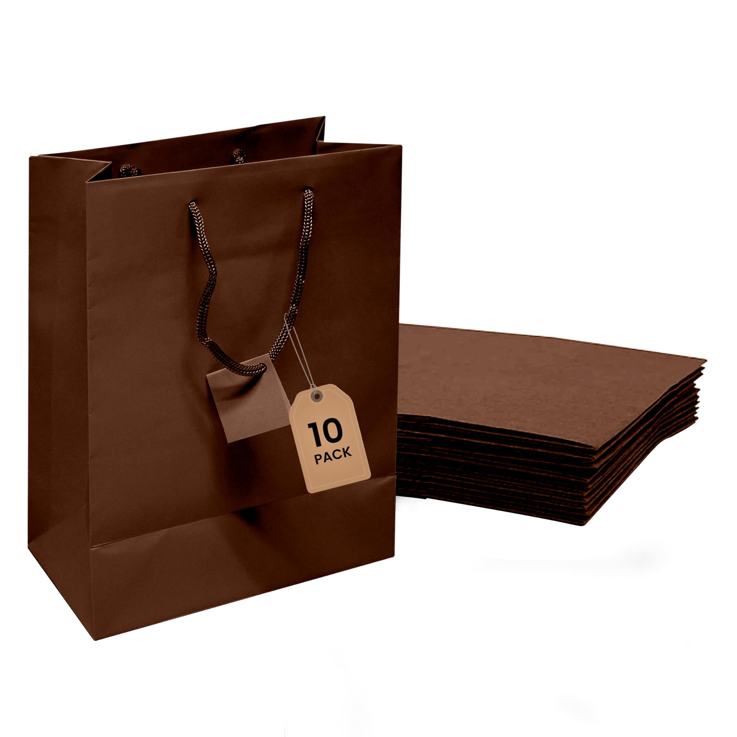 Novel Box Brown Gift Bags with Handles 10 Pack 8x4x10 Inches Large Paper  Bulk Gift Bags for Business, Shopping, Birthday, Party Favor Euro Tote