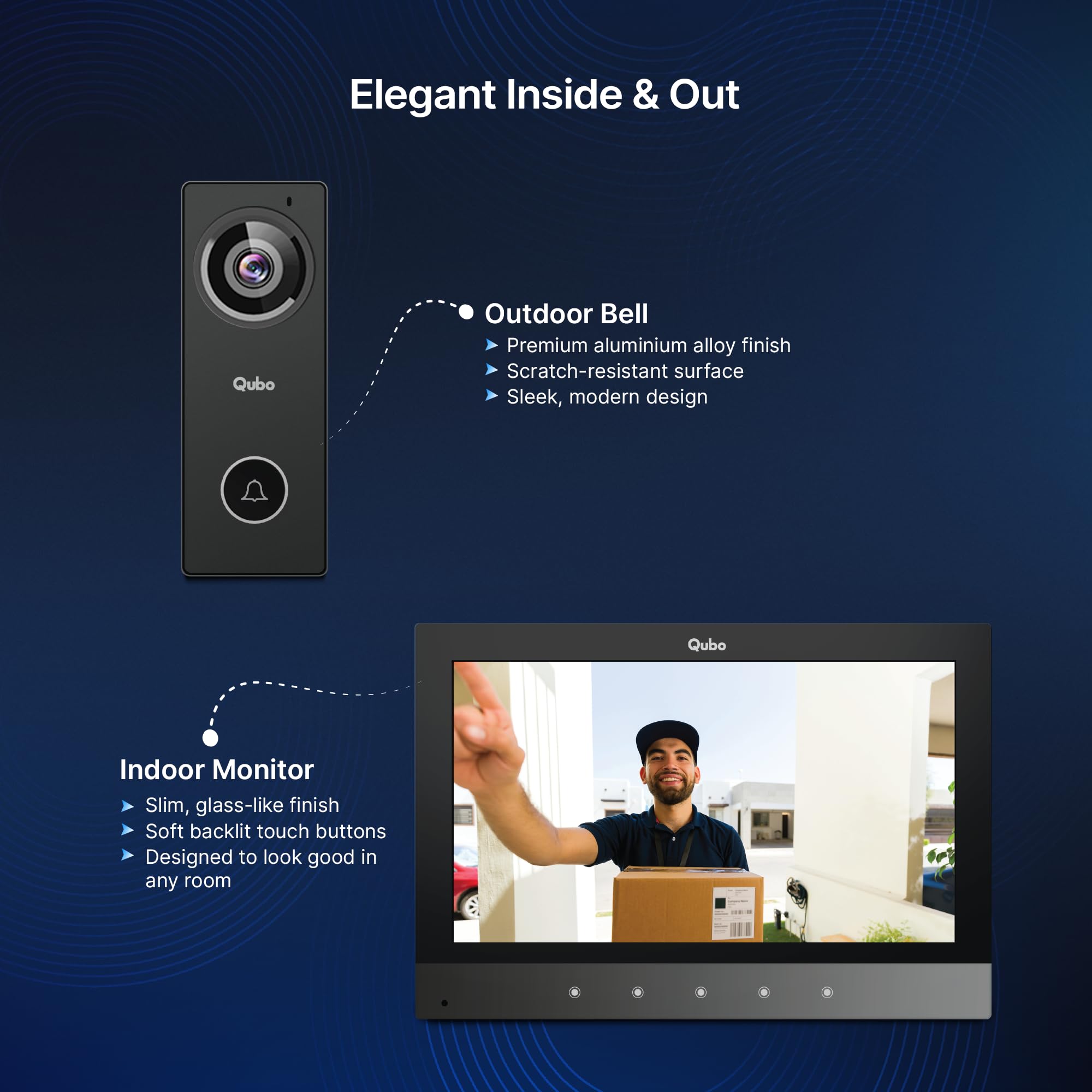 Qubo InstaView Edge Wired Video Door Phone | 2MP Full HD Camera, 7-inch TFT Display, 150° Wide View, Motion Detection, IR Night Vision, Auto Recording, Door & Gate Unlock, 128GB SD Card Support — Amazon image 5