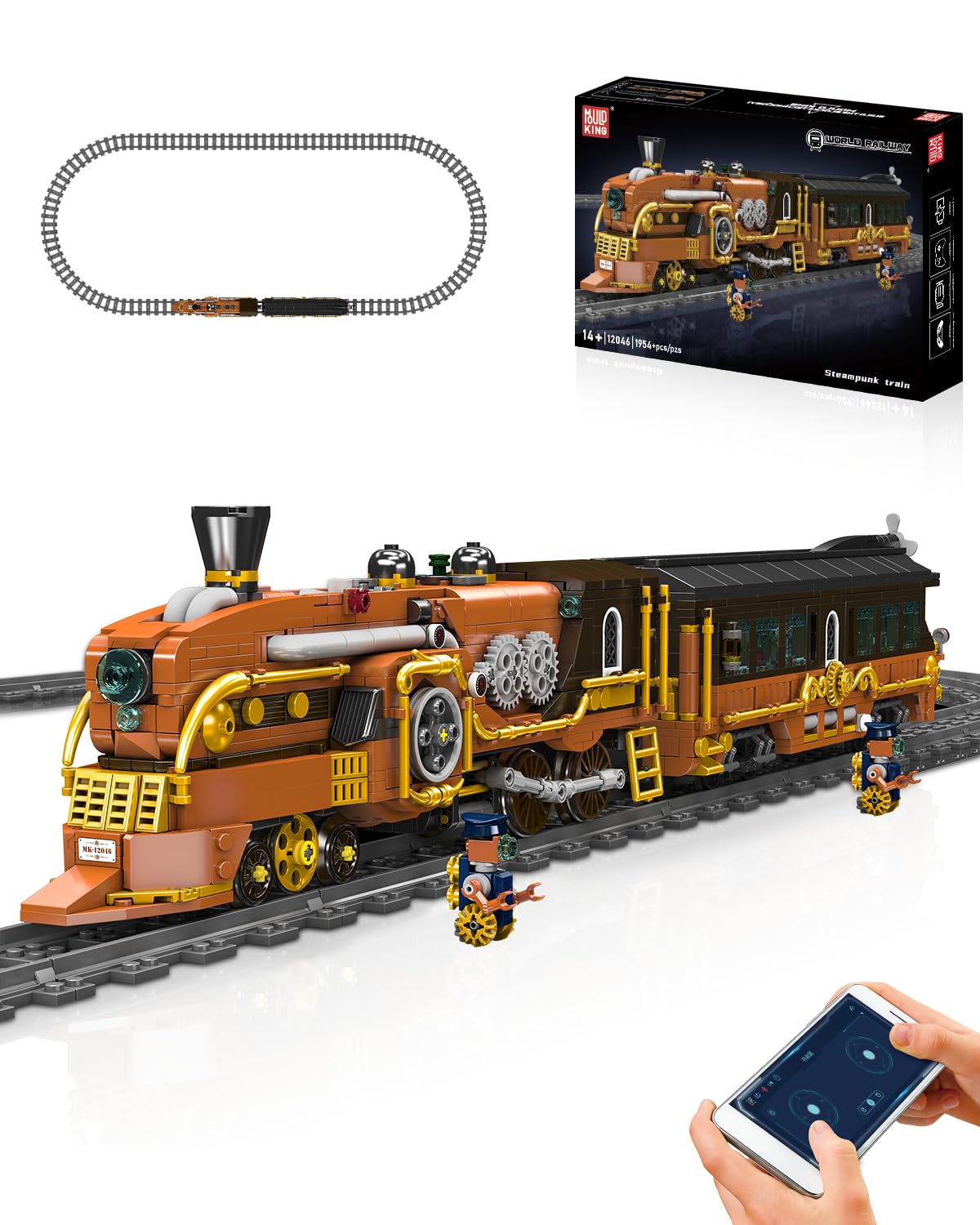 Mould King 12046 Train Building Blocks Model, 1954 Pieces Train Block Set with Remote Control as Toys/Gifts, suitable for ages 14+ — image 1