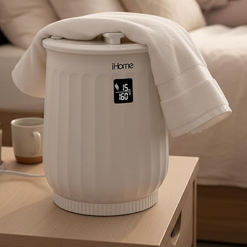 Miniatura 9 de iHome Calentador de toallas de lujo de 20 litros, calentadores de toallas grandes para baño, con soporte interior de almohadilla de fragancia, ideal