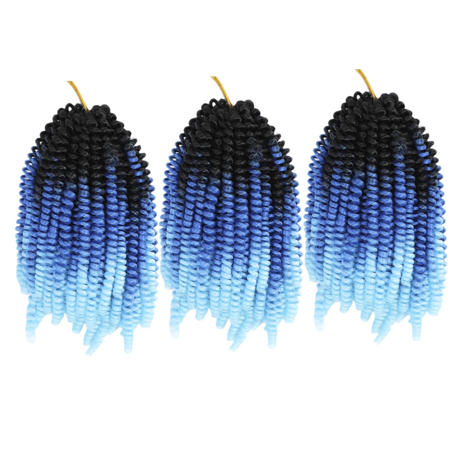 Photo 1 of FREESHOW Ombre Blue Spring Twist Hair 3 Pack Spring Twist Crochet Hair 8 Inch Blue Color Spring Twist Hair (8"X3, C3) C3 8 Inch (Pack of 3)