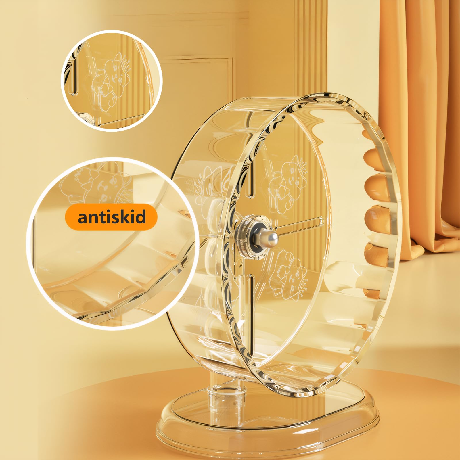 Silent Hamster Wheel – 9.5 Inch Syrian Hamster Running Wheel, Anti-Skid & Height Adjustable, Easy to Clean (9.5inch) - image 5