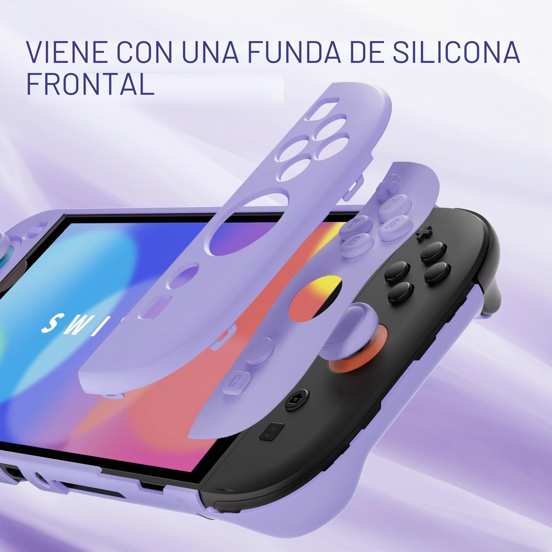 PlayVital Funda Protectora para Nintendo Switch 2 - Carcasa Rígida con Tapas para Joystick, Pegatina y Botones, Compatible con Dock, Antirayaduras y Antigolpes (Violeta Claro)