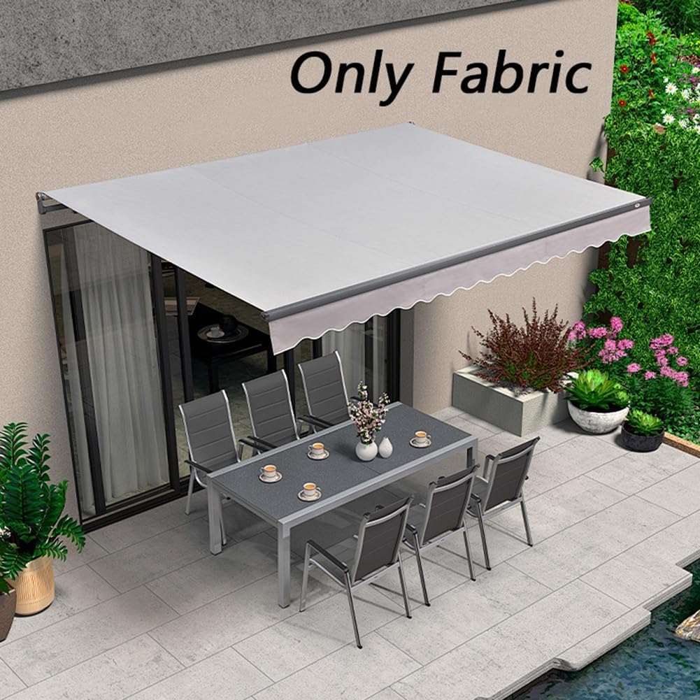 格納式パティオオーニング交換用生地（生地のみ）、サンシェードシェルターキャンバス、庭、デッキ、バルコニー用の防水ポリエステルキャノピ