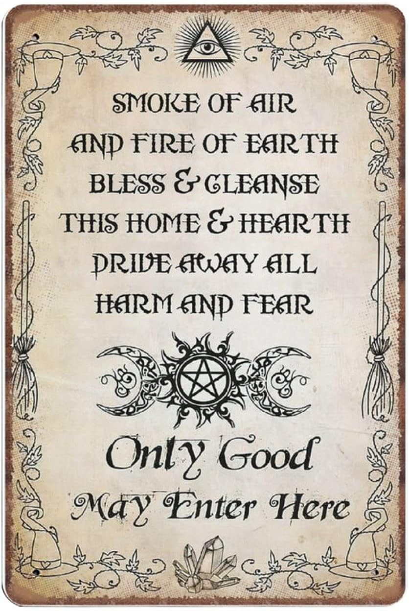 DAIERCY Witch Home Blessing Only Good Enter Here Come Tin Signs, Witch Wall Art, Witch Gift Funny Vintage Metal Sign Plaqu Poster Pub Bar Kitchen Garden Bathroom Home Decor, 140×200 mm DAIERCY Witch Home Blessing Only Good Enter Here Come Tin Signs, Witch Wall Art, Witch Gift Funny Vintage Metal Sign Plaqu Poster Pub Bar Kitchen Garden Bathroom Home Decor, 140×200 mm