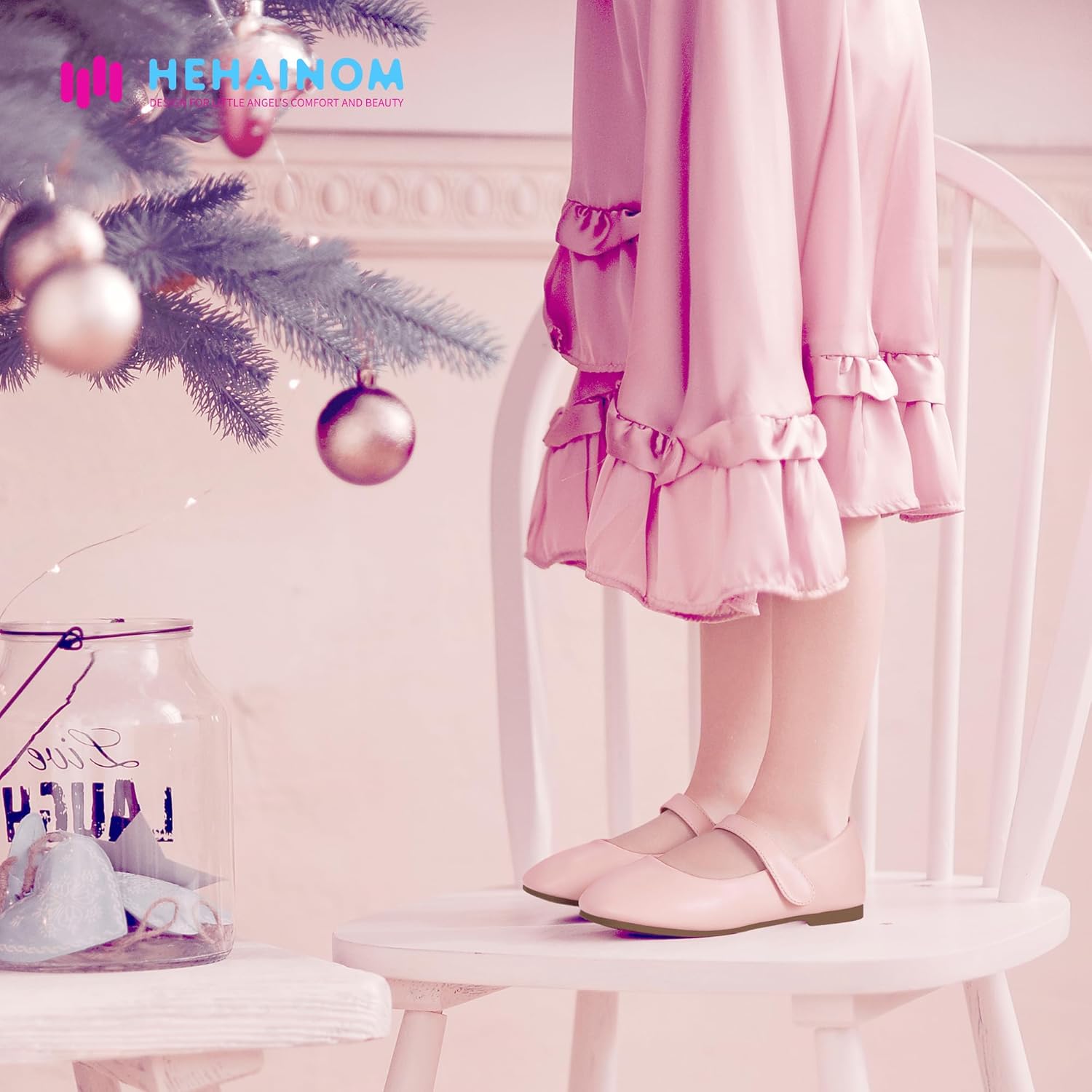 Hehainom Toddler Girls Flats Mary Jane Flower Girl Dress Shoes School Wedding Party Shoes - Image 2