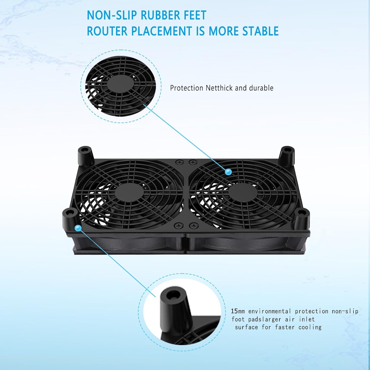 VTRETU Cooling Fan, Dual 120mm Fan for Router Rack DIY Audio Video Network Cabinet Server Cooling Project and Equipment Workstation Xbox PS5 Cooling Accessories 240 * 120 * 25mm image 3