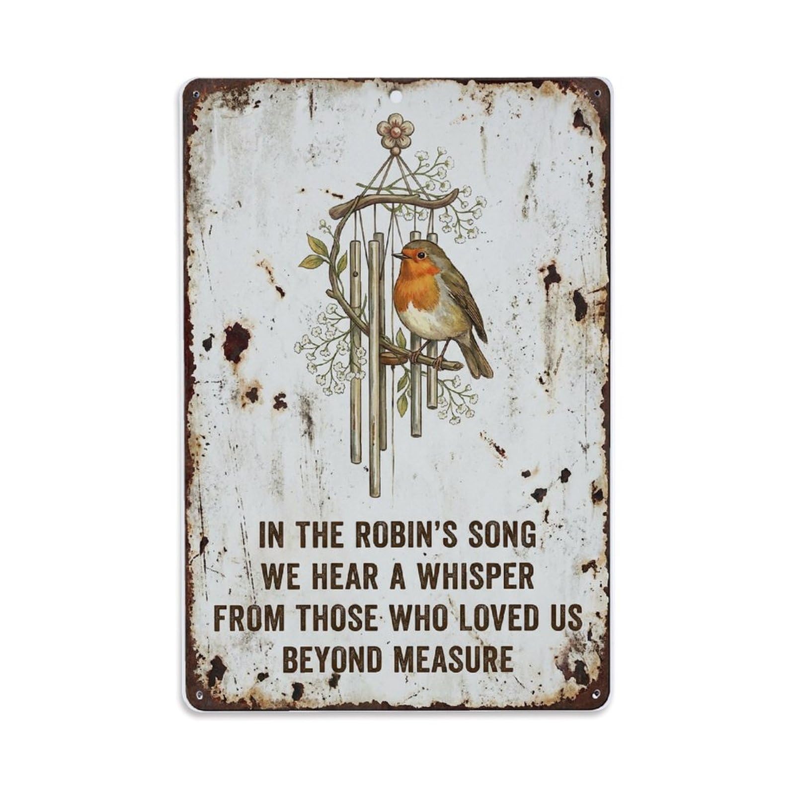 Robin Bird Garden Quote Whisper Metal Tin Sign Plaque Wall Decor for Cafe, Club Bar, Office, Home Garden Metal Poster 8x12Inch