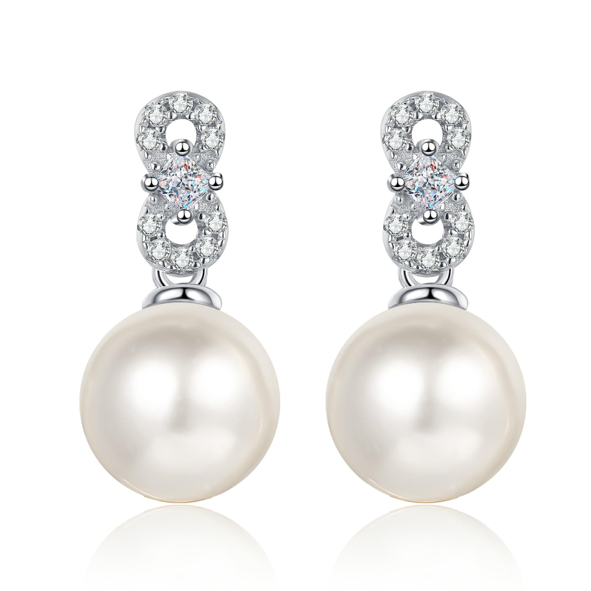 Moissanite boucles d'oreilles anti-ternissement argent platiné StarGems 9mm