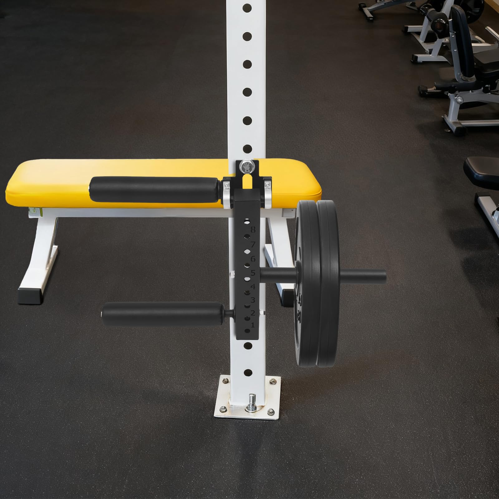 Beinbeuger Beinstrecker Gerät, 120kg Max, 8-Fach Verstellbar, Kompatibel mit Power Rack, Inkl. Gewichtstange, Für Home Gym, Fitnessstudio, Beintrainer für Oberschenkel und Wade